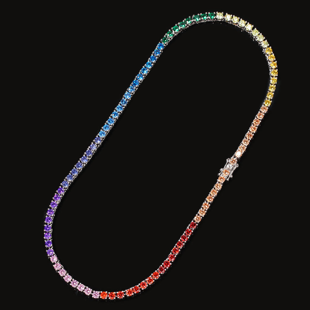 Rainbow Diamond Tennis Dog Chain