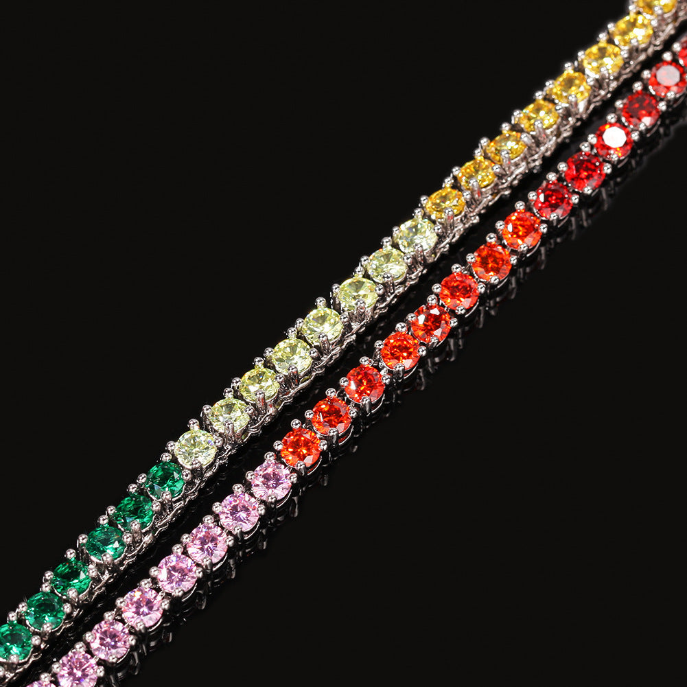 Rainbow Diamond Tennis Dog Chain