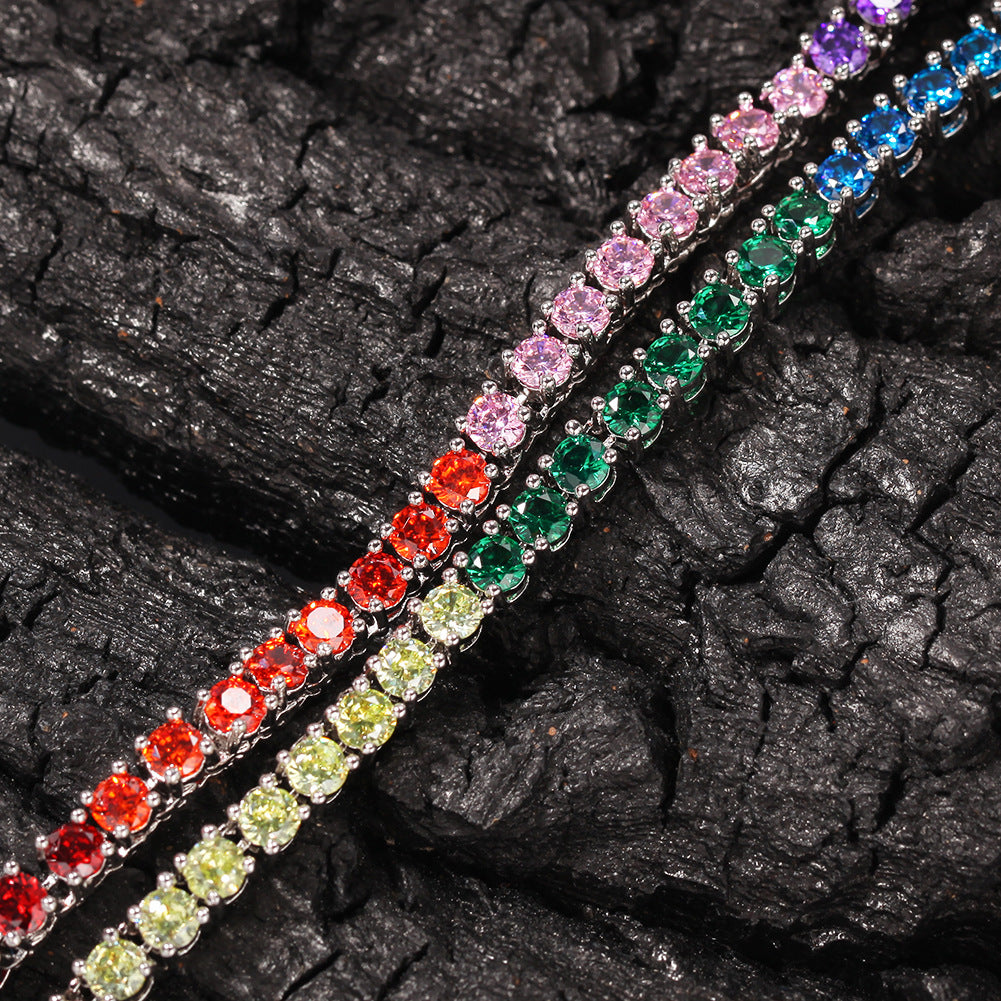 Rainbow Diamond Tennis Dog Chain