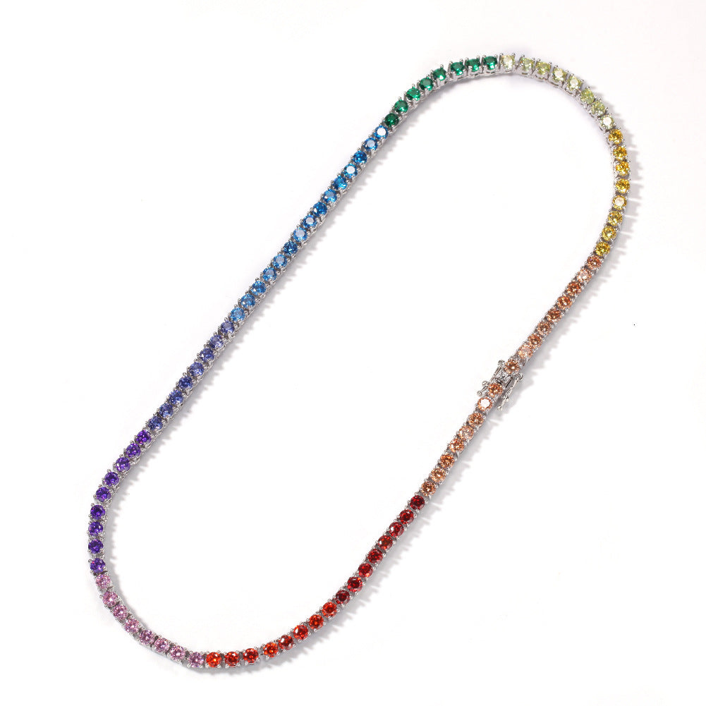 Rainbow Diamond Tennis Dog Chain