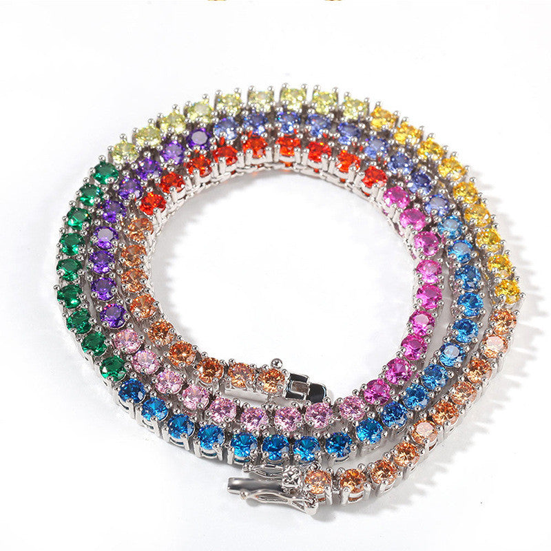 Rainbow Diamond Tennis Dog Chain