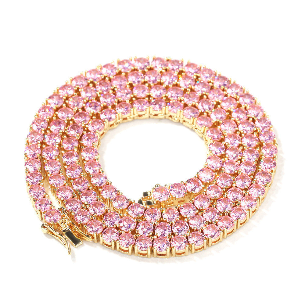 Pink Diamond Tennis Dog Chain