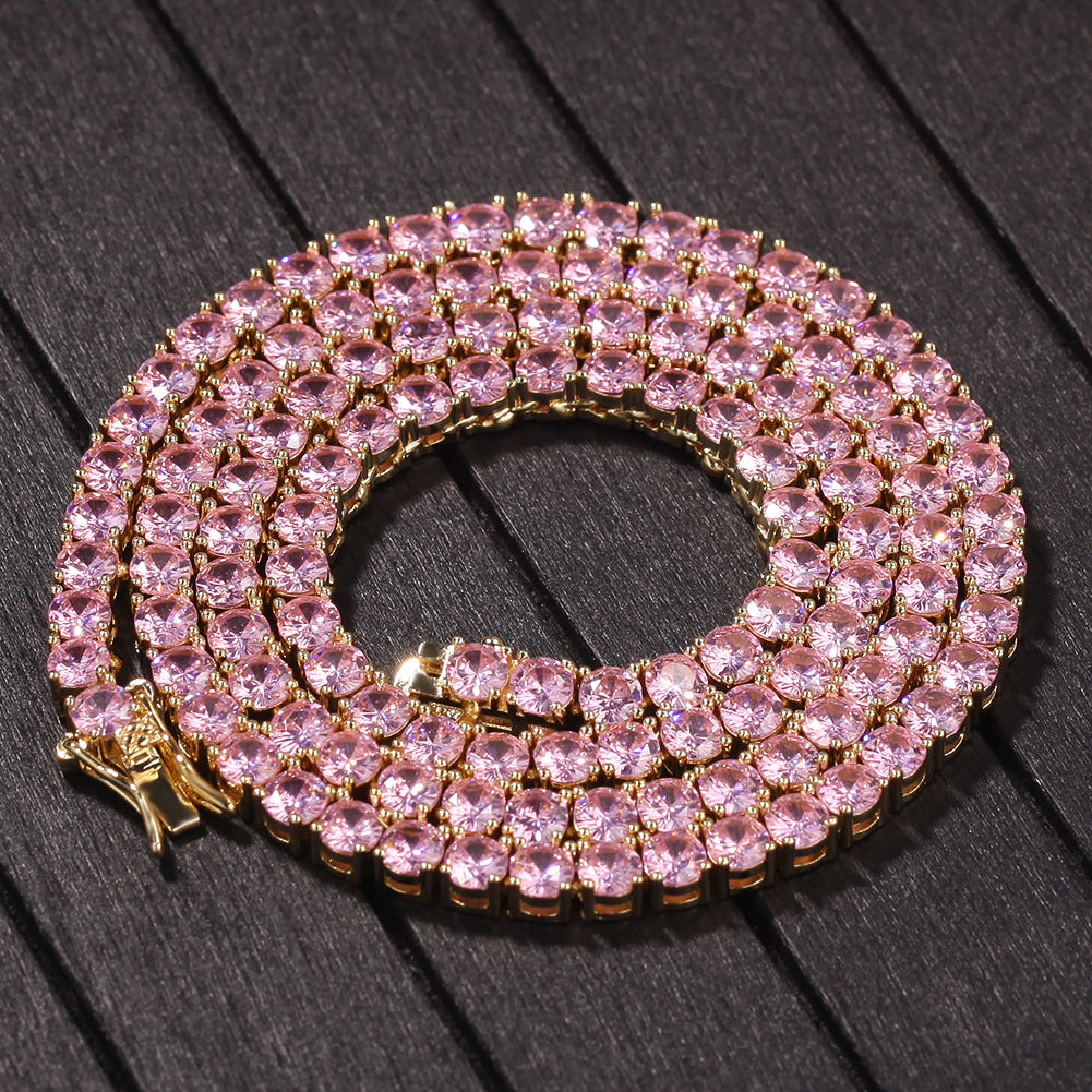 Pink Diamond Tennis Dog Chain