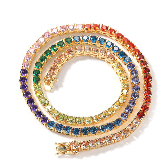 Rainbow Diamond Tennis Dog Chain