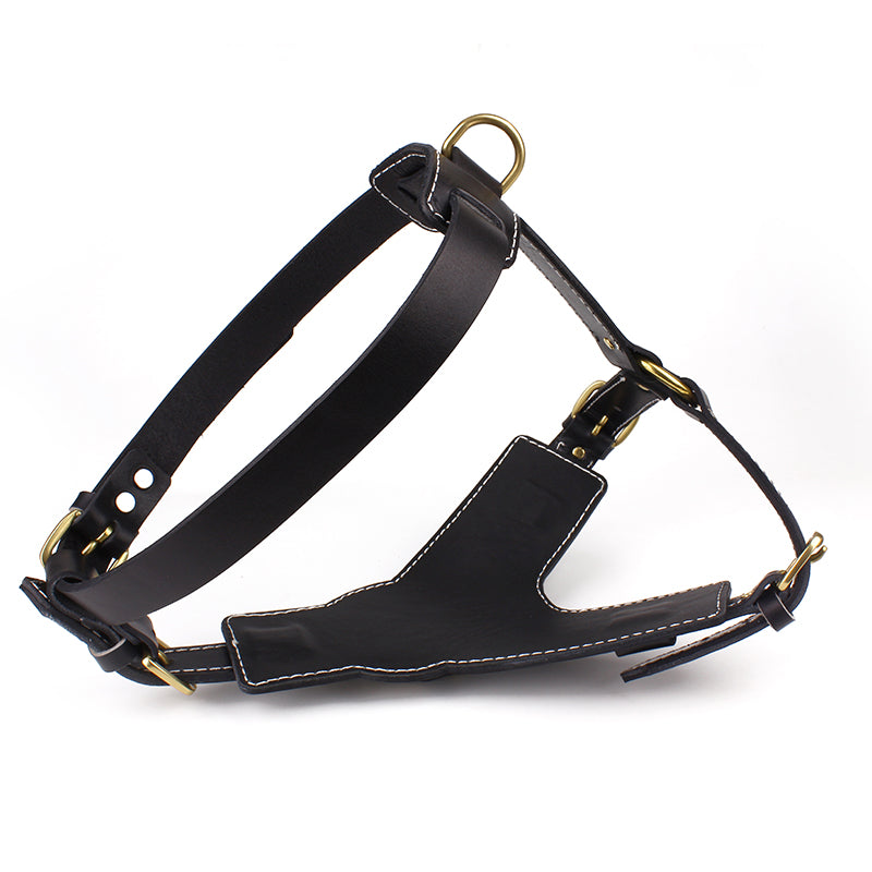 ShadowBlack™ Cowhide Leather Large Breed Dog Harness