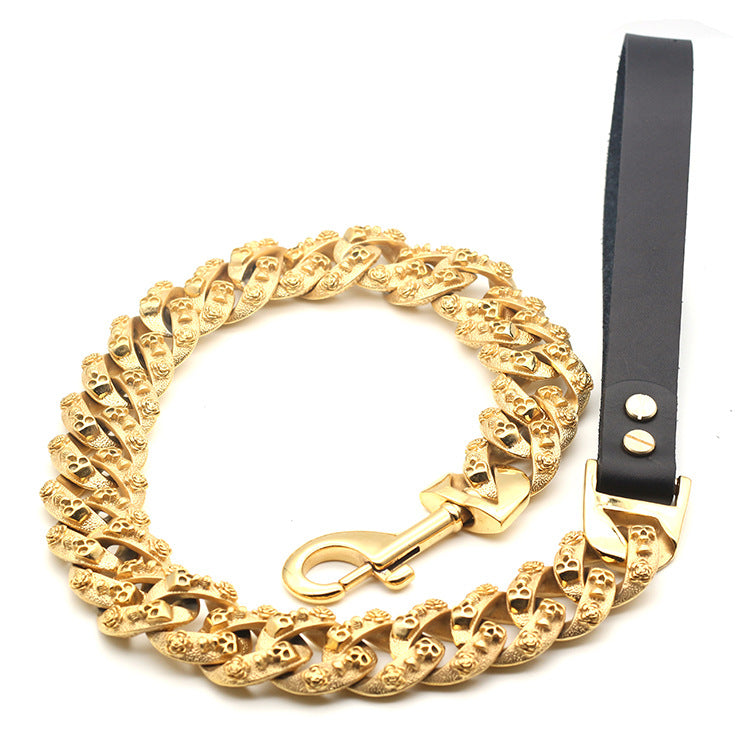 Cuban XL Link Skull Dog Chain Lead